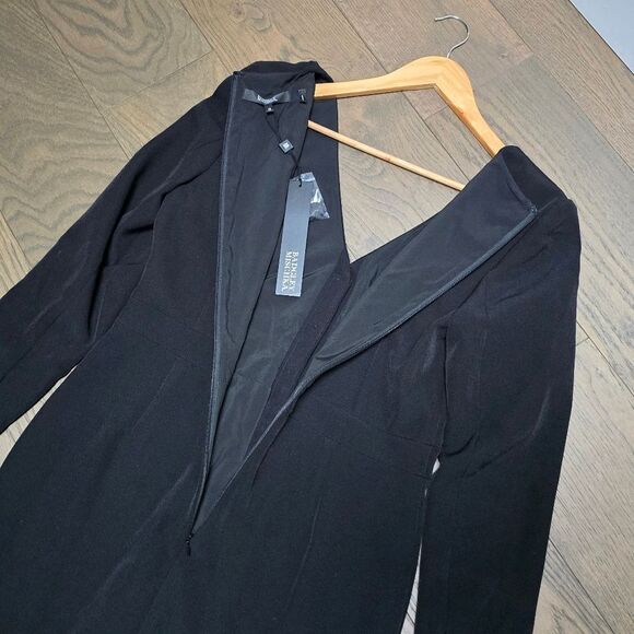 🆕️ Badgley Mischka Tailored Buttoned Long Sleeve Pleated Midi Dress in Black - Picture 13 of 16